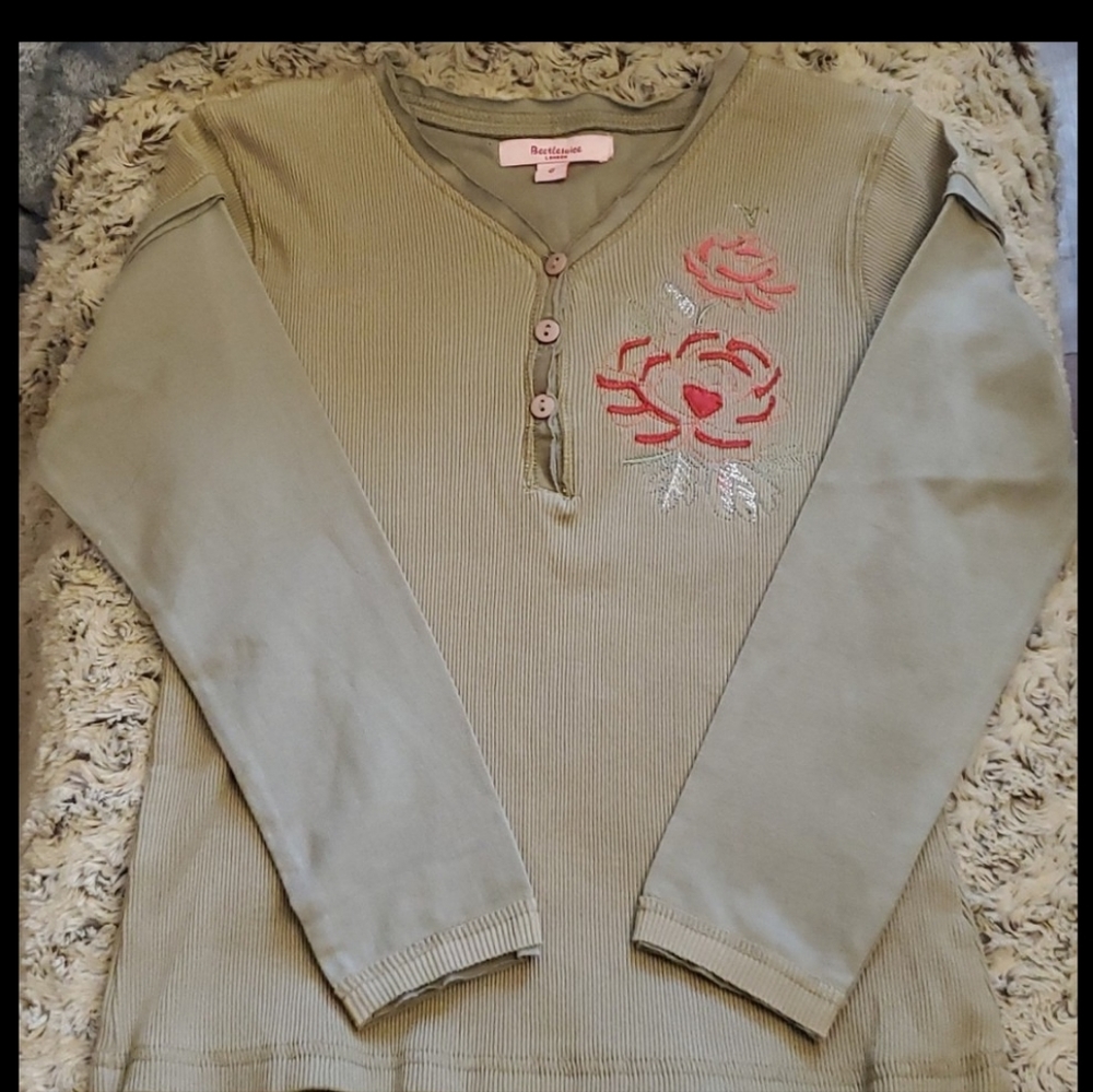 Beetlejuice London Girl's Embroided Long Sleeve Blouse
